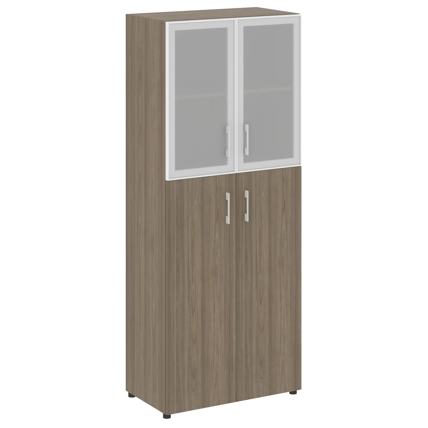 Шкаф высокий широкий (2 средних фасада ЛДСП + 2 низких фасада стекло в раме) Yalta LT.ST-1.7 R вяз благородный